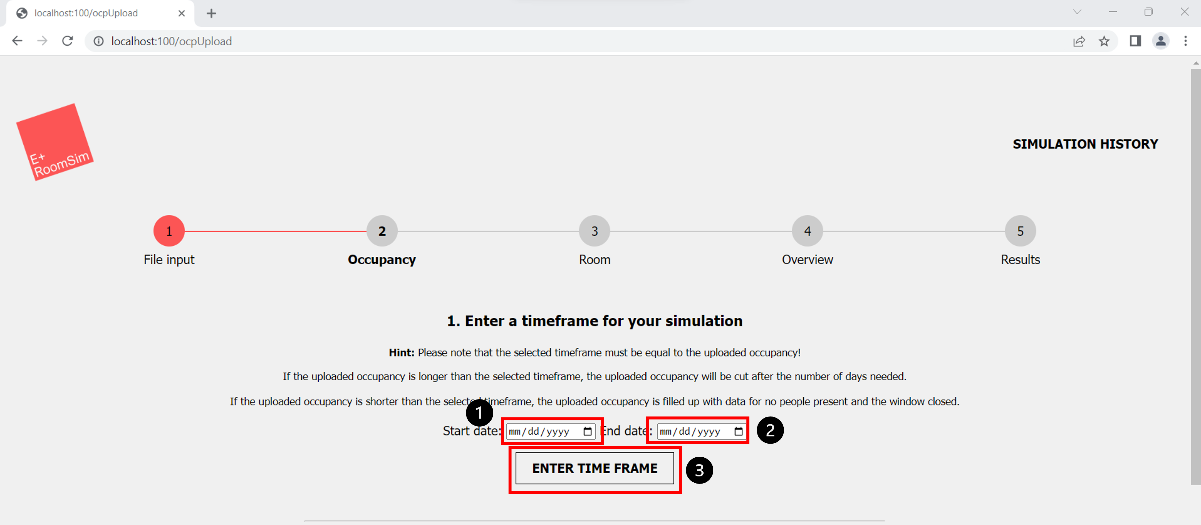 Occupancy set Timeframe